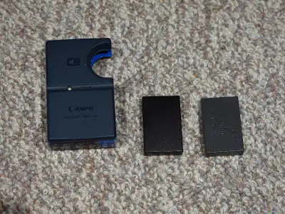 Canon Battery Charger CB-2LS and Two Battery Packs, View more