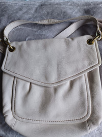 Fossil, leather cross-body bag in off white