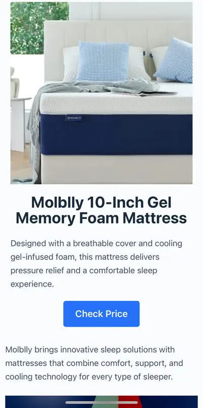 Free cover with Full size Molblly Mattress, View more