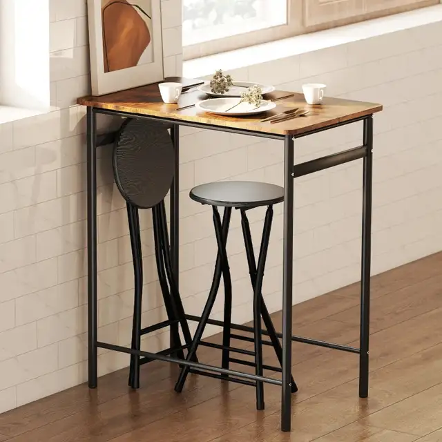 Foldable Barstool, Counter Height Bar Stool w Footrest and S in Chairs & Recliners in Markham / York Region - Image 3