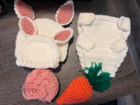 Hand Knit Baby Bunny Outfit