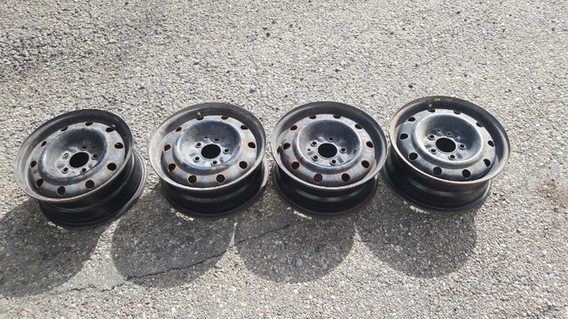 Set of 4 Steel Rims 15"  5x114.3 5-4.5"  71.6 mm Bore 7.5" width in Tires & Rims in Lethbridge
