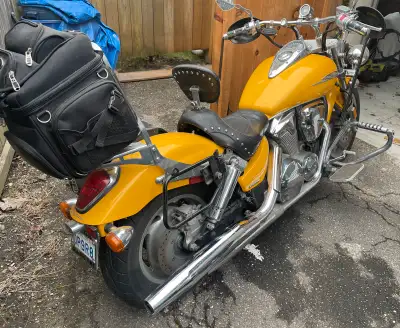 70K, includes Mustang seat with driver back-rest (original Honda seat also included), 2 saddlebags,...