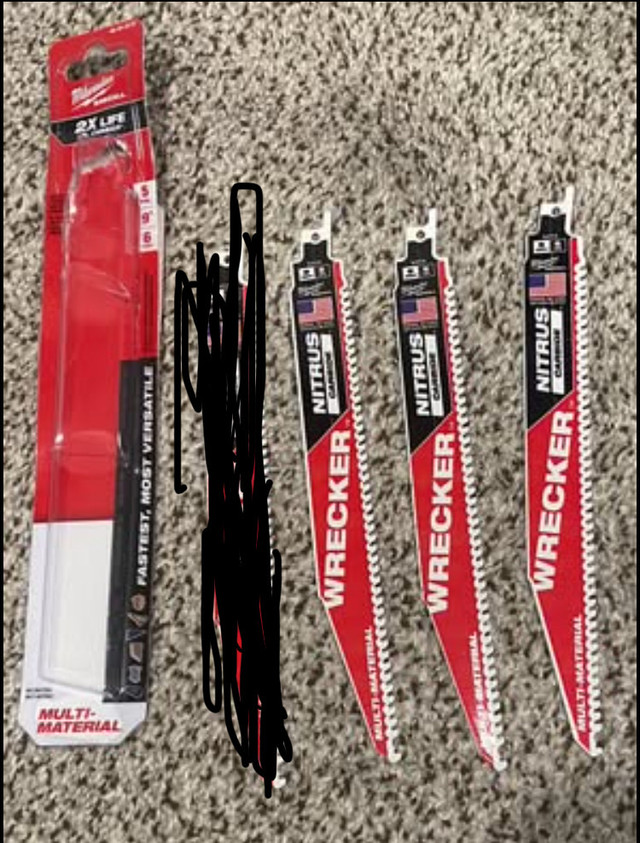 New Single Milwaukee 9” 6TPI Wrecker Nitrus Blades in Power Tools in Saskatoon