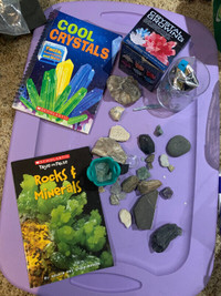 rocks,minerals and crystals (books, kit, samples)