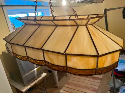 Tiffany style stained glass 3 bulb vintage light fixture, View more