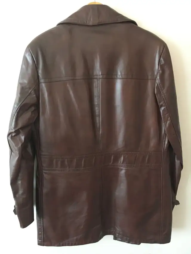 MINT 1970s Leather Car Coat - Size 40P - Like New in Men's in Oshawa / Durham Region - Image 3