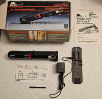 Vintage folding rechargeable cordless screwdriver with mount 