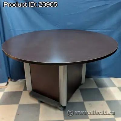 Espresso 54" Round Boardroom Meeting Table w/ Square Base, View more