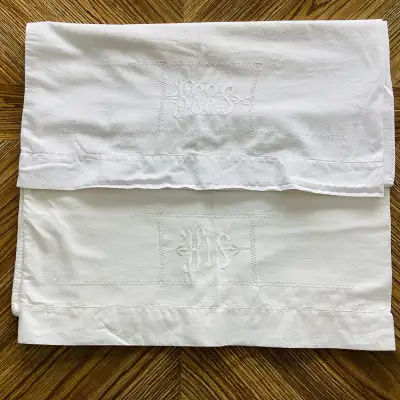 Vintage His & Hers Pillow Cases Covers -  circa 1950s, View more
