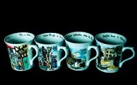 4 Mugs "Scenes of Old London" by Carole Watson. England