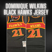 Dominique Wilkins Black Atlanta Hawks Jersey Medium