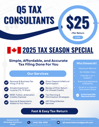 $25 Personal Tax Return  | York Region | Fast E‑File 2025, View more