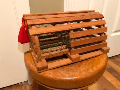 Miniature Vintage Version Wooden Lobster Trap 9" X 7" X 5", View more
