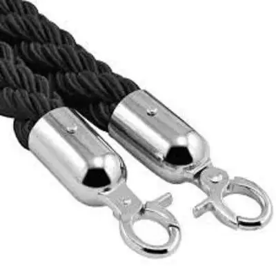 BLACK TWISTED ROPE WITH SILVER CLIPS, View more