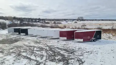 2025 Lightning Enclosed 7.5X14 + 5' Sloped V Nose Snowmobile Trailer, All Aluminum, Bumper Pull Hitc...