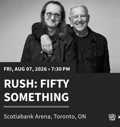 Rush tickets - 3 - Aug 7 2026 - Toronto - Section 122 - $769, View more