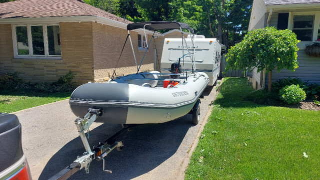 15-1/2' Inflatable Boat, motor and Trailer. in Powerboats & Motorboats in Barrie - Image 2