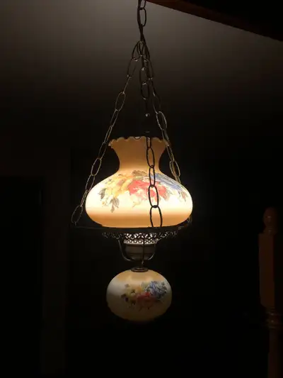 2 lampes assorties à motif floral Longue chaîne à suspendre au plafond et fils électrique pour se co...