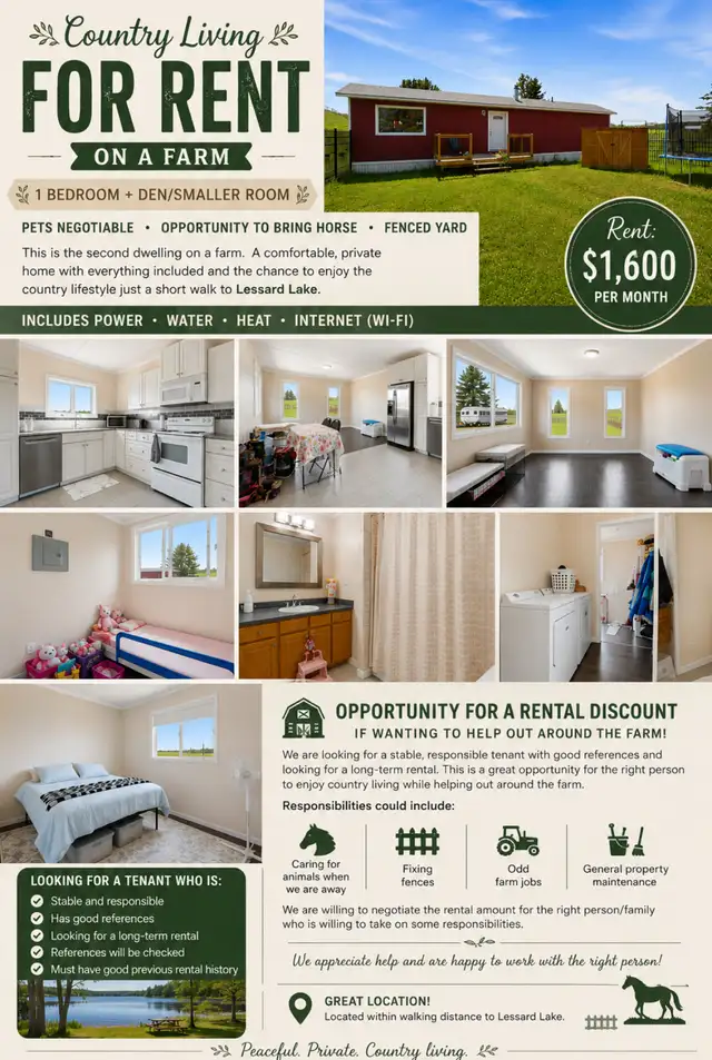  Suite for rent on farm 