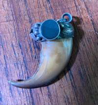 Navajo signed sterling bear claw pendant