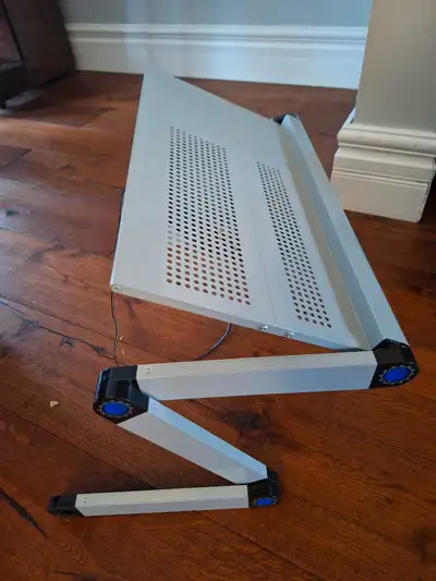 Laptop desk with sliding USB cooling fan Multiple adjustable positions for use on lap, desk, couch,...