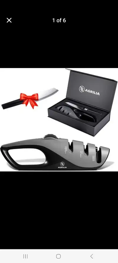 AGRILIA Premium Knife Sharpening System with Bonus Chef’s Knife , View more
