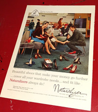 1958 NATURALIZER WOMENS HIGH HEEL SHOES VINTAGE AD - ANNONCE 50S