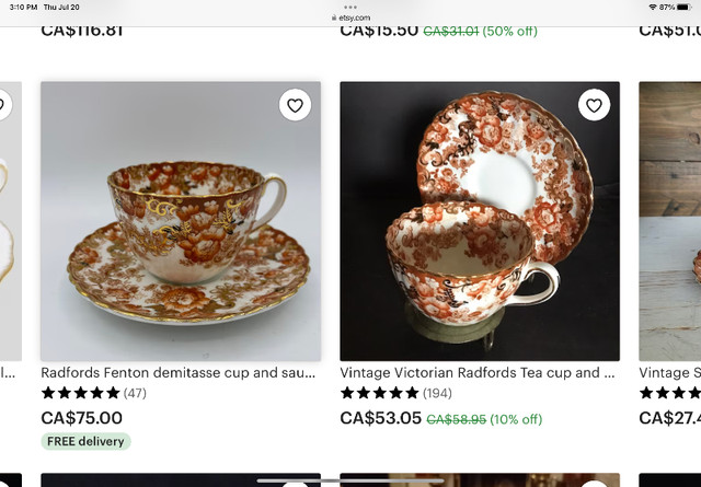 Vintage Fenton Radfords tea cup in Arts & Collectibles in Sarnia - Image 3