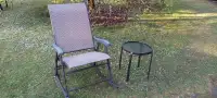 Folding web rocking chair and table