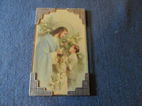 VINTAGE CATHOLIC CHILD'S GLASS DESK FRAME-JESUS-1950/60S-RARE!