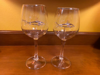 2 PCS Wine Glasses Italian Lead-Free Crystal With Shark Inside