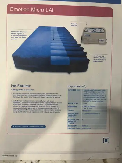 This medical matress was used for a loved one who had a stroke and was unable to move on their own....