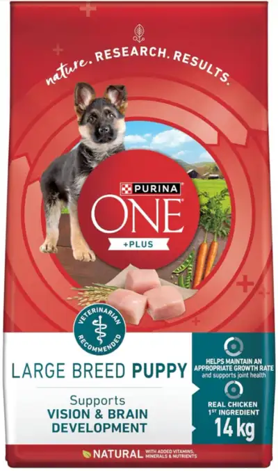 Purina ONE +Plus Large Breed Dry Puppy Food with Chicken - 14 kg, View more