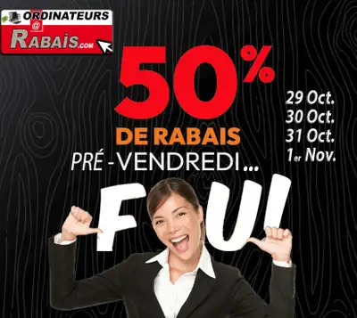 50% DE RABAIS SUR ORDINATEURS ET ELECTRONIQUE - 29, 30, 31 OCT, View more