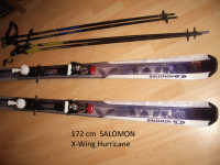 near new  skis SALOMON  x-wing Hurricane _ 172 cm + poles