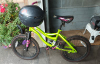 Kids Green  bicycle in good condition with helmet