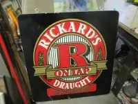 VINTAGE RICARD'S ON TAP DRAUGHT DRAFT 2 SIDED BEER SIGN $60