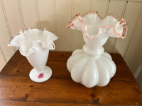 Fenton Silvercrest and Rosecrest Ruffled Vases