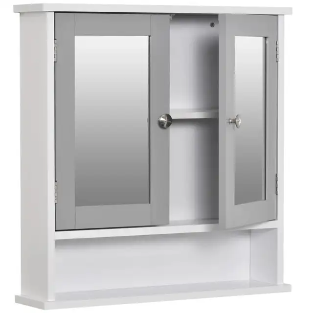 Wall-Mounted Bathroom Mirror Cabinet with Double Doors, Open She in Bookcases & Shelving Units in Markham / York Region - Image 9