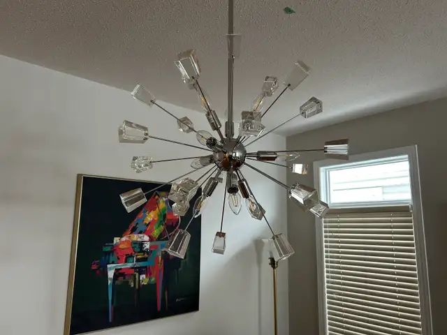 Contemporary Crystal Chandelier with filament bulbs  in Indoor Lighting & Fans in Ottawa - Image 2