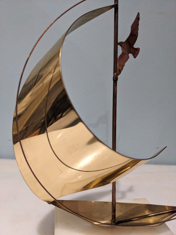 Vintage Art Deco Brass Sailing Ship Marble Base Nautical Statue in Arts & Collectibles in City of Toronto - Image 3