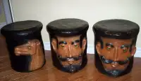 Geniune Leather Stools with Molded Images
