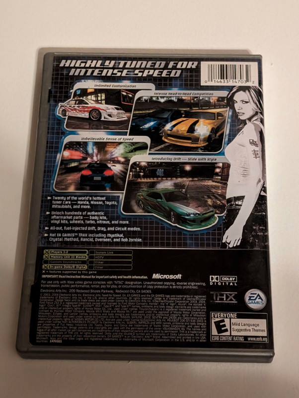 Need For Speed Underground Platinum Hits (Xbox) (No Manual) in Older Generation in Kitchener / Waterloo - Image 2