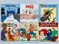Books by Munsch, ages 3 to 8, Six books at $4 each plus 1 Free