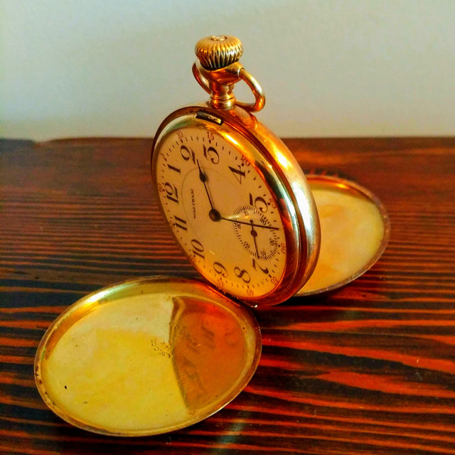 Solid 14k Gold 21 Jewel Waltham Antique Pocket Watch in Jewellery & Watches in City of Toronto - Image 3