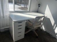 IKEA Desk with Alex Drawers & LED Lamp