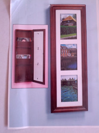 UNUSED NEW Wood Phot Frame Wall Hanging Storage Box /Storage Cab