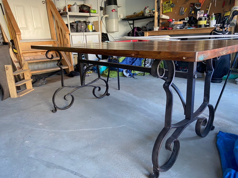 Beautiful farmhouse dining table solid wood and wrought iron Dining