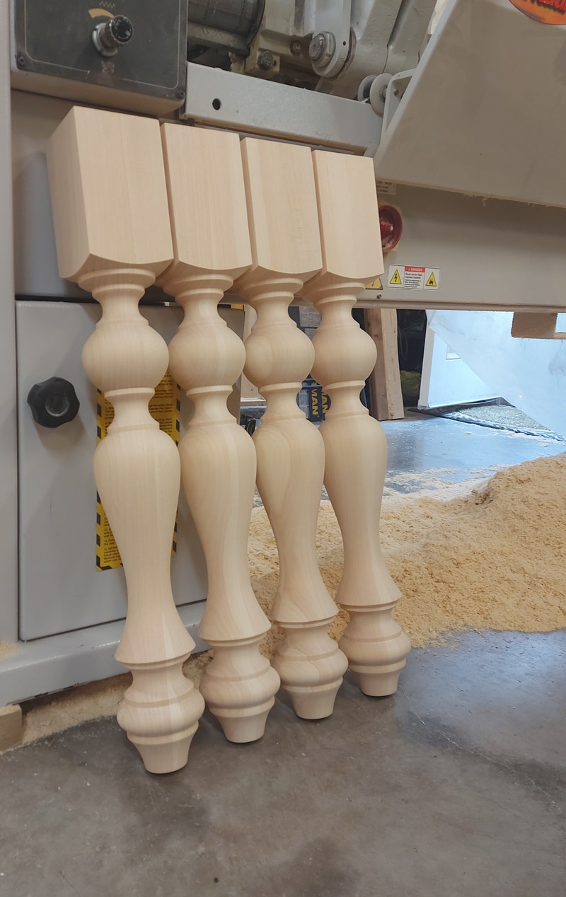 Turned farmhouse dining table legs and kitchen island legs Dining